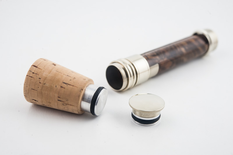 Fly rod reel seat gold with walnut spacer with butt cap 